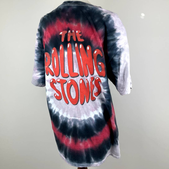 the Rolling Stones Tops - The Rolling Stones Large V Neck Tie Dye Black Red White Vintage T Shirt Band